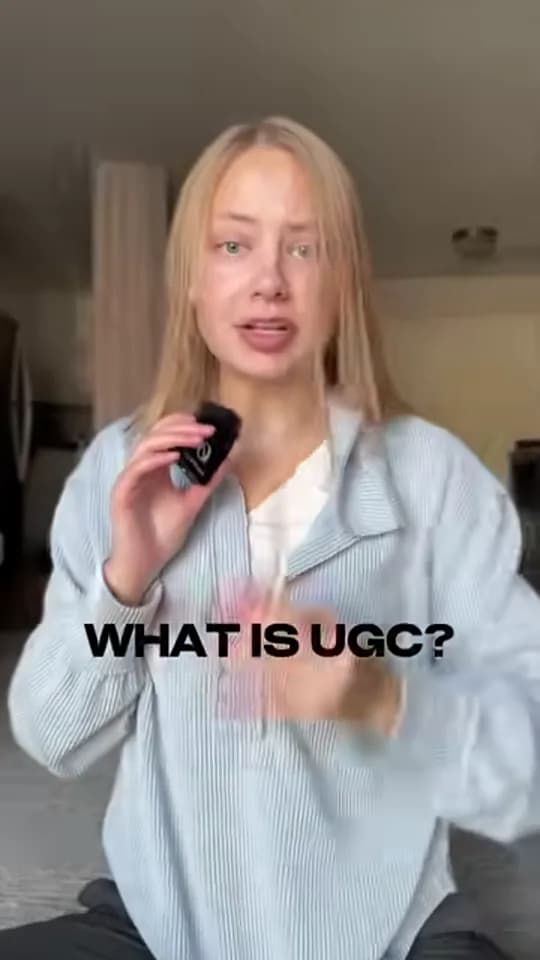 Gloria explaining user-generated content directly to camera
